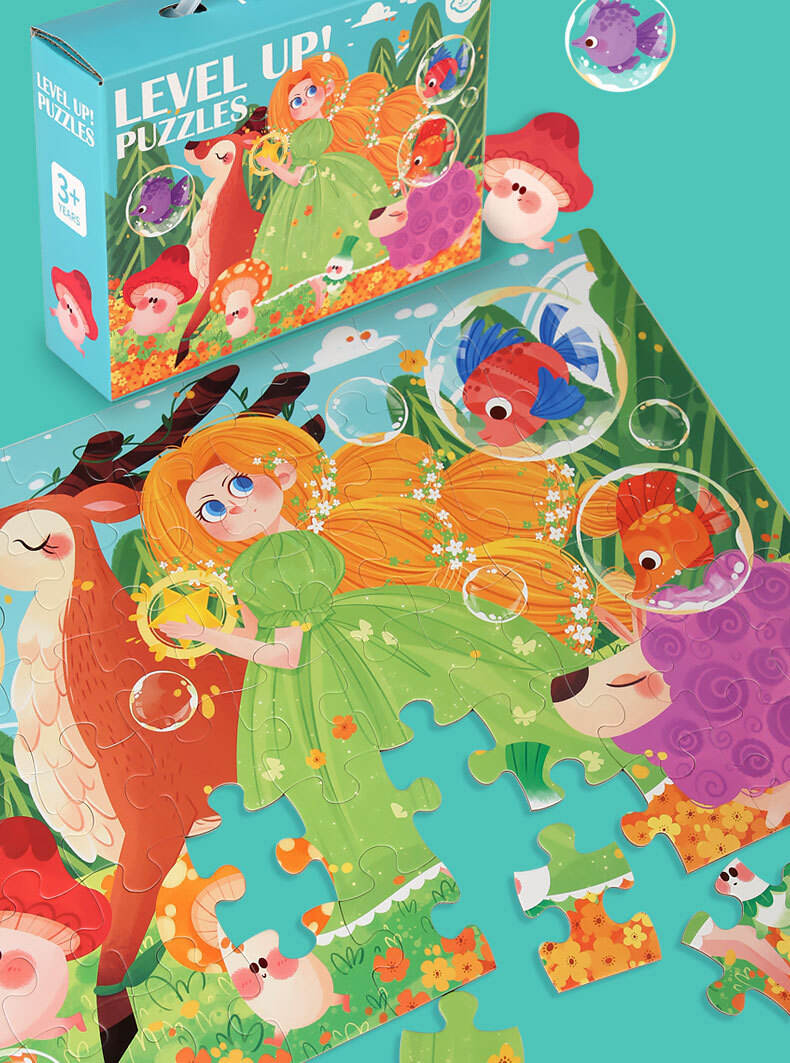 Kartun 60 Buah Kertas Mainan Puzzle Jigsaw Hewan Pendidikan Dini Anak-anak Permainan Puzzle Naik Level untuk Detail TK Bayi 3 Sampai 6 Tahun