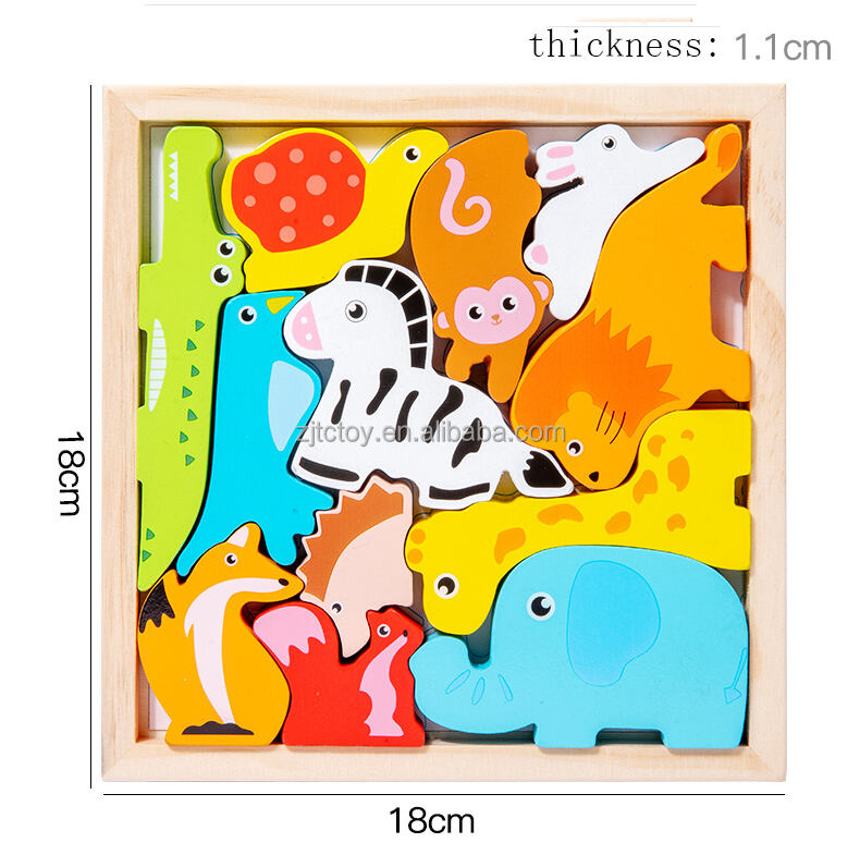 3D Wooden Puzzles Cartoon Animals Kids Cognitive Jigsaw Puzzle Wooden Toys for Children Baby Puzzle Toy Games factory