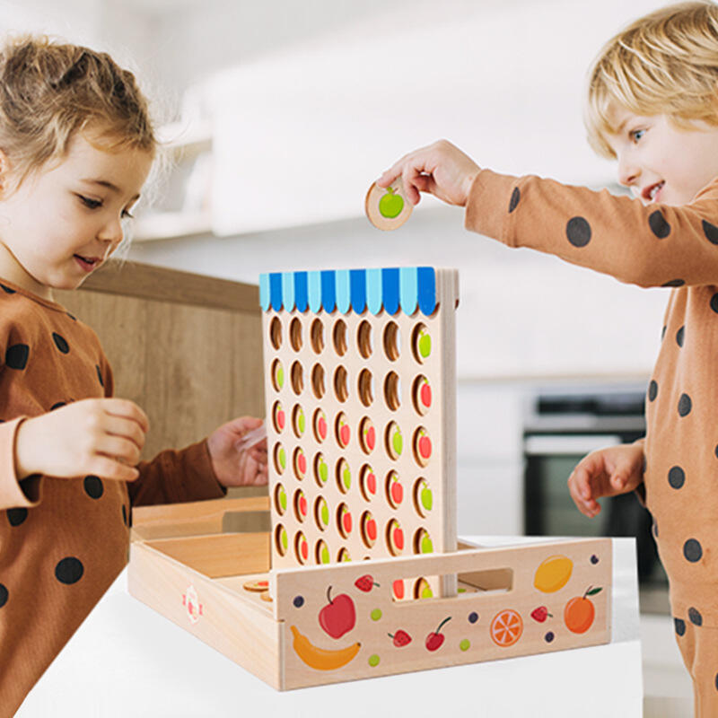 Children Connect 4 In A Line Board Game Educational Toys Kids Wooden Foldable Line Up Row Board Puzzle Toy Classic Game supplier