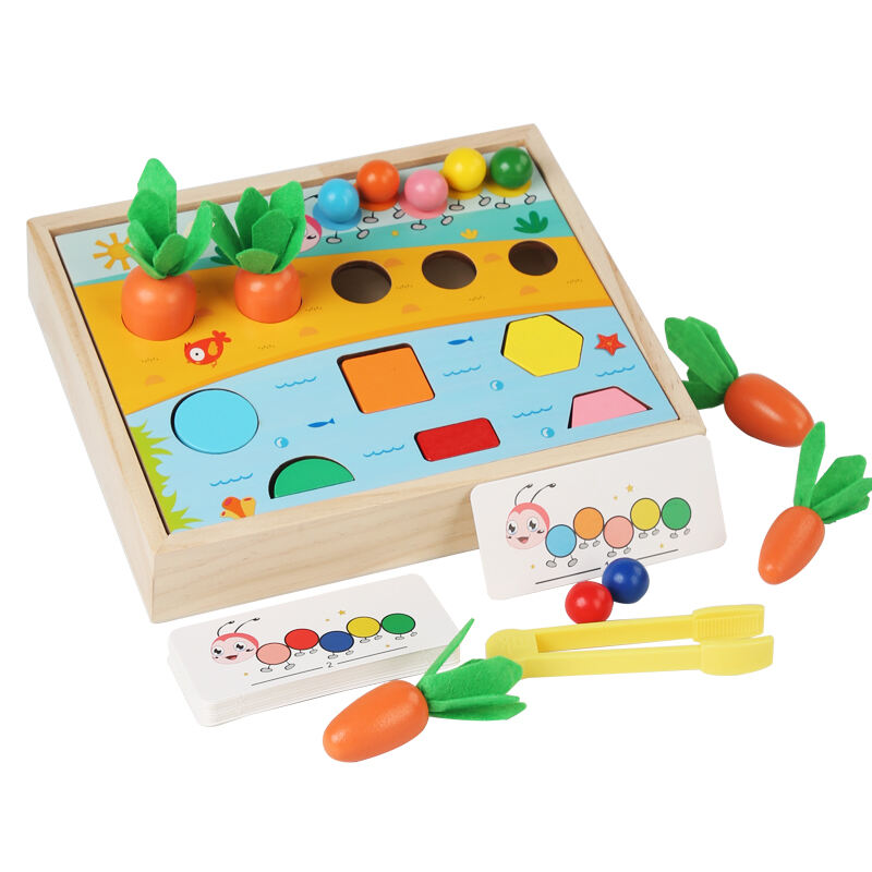 2024 neue Produkte Holz Rettich Paarung Clip Perlen Spielzeug Farbe Erkenntnis Karte Montessori Pädagogisches Spielzeug Für Kinder Jungen Mädchen fabrik