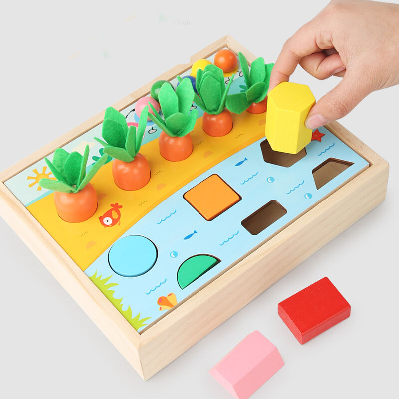 2024 Produk Baru Mainan Manik-manik Klip Pasangan Lobak Kayu Kartu Kognisi Warna Mainan Pendidikan Montessori untuk Anak-anak Laki-laki Perempuan Detail