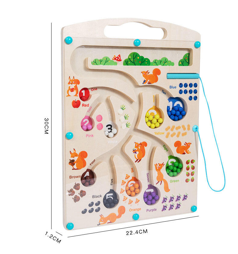 Puzzle Manik Labirin Kayu Montessori Baru yang Lucu Warna dan Angka Permainan Magnetik untuk Pengajaran dan Pembelajaran pemasok