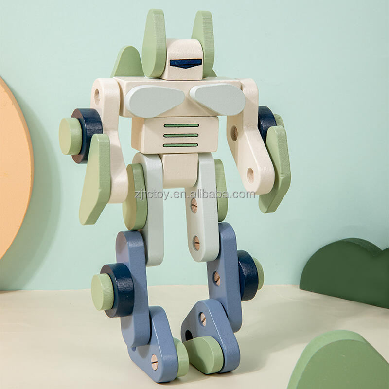 Kinder Holz Montieren Gebäude Roboter Spielzeug Frühe Pädagogische Kreative Bausteine ​​für Kinder Montessori Puzzle Spielzeug fabrik