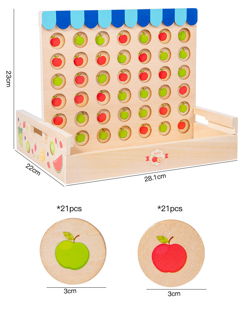 Children Connect 4 In A Line Board Game Educational Toys Kids Wooden Foldable Line Up Row Board Puzzle Toy Classic Game manufacture