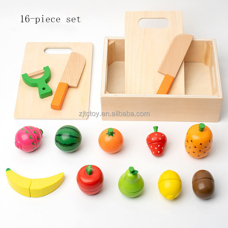 Coupe de bois magnétique fruits légumes jouets alimentaires blocs de construction en bois jeu de Simulation Simulation jouets de cuisine détails