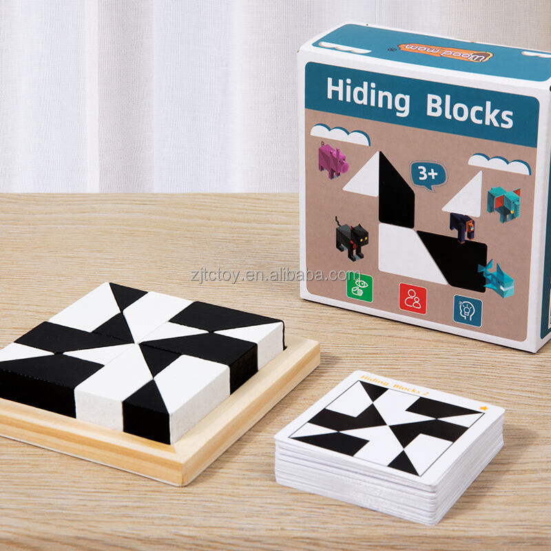 Blocs en bois Puzzle géométrique casse-tête Puzzle blocs de construction cachés cadeau éducatif pour enfants filles et garçons usine