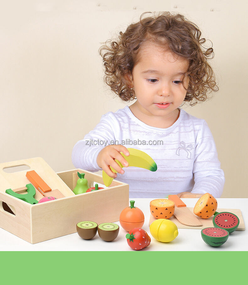 Magnetic Wood Cutting Fruit Vegetables Food Toys Building Blocks Wooden Pretend Play Simulation Kitchen Toys manufacture