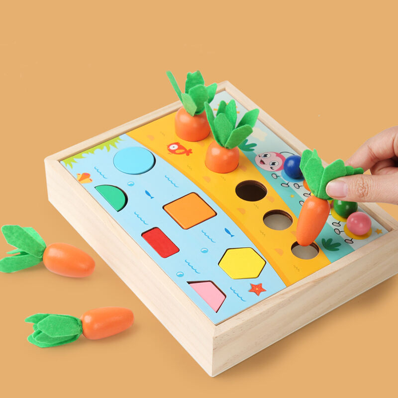 2024 New Products Wood Radish Pairing Clip Beads Toy Color Cognition Card Montessori Educational Toy For Kids Boys Girls manufacture