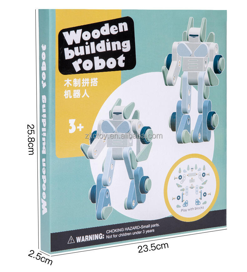 Mainan Robot Bangunan Rakitan Kayu Anak-anak Blok Bangunan Kreatif Pendidikan Dini untuk Pembuatan Mainan Puzzle Montessori Anak-anak