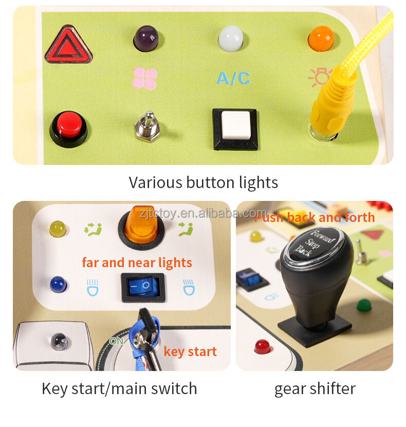 Papan Kayu Sibuk untuk Balita Mainan Berkendara Roda Kemudi Montessori Mainan Sensorik Kayu Aktivitas Belajar Prasekolah Pabrik Pendidikan