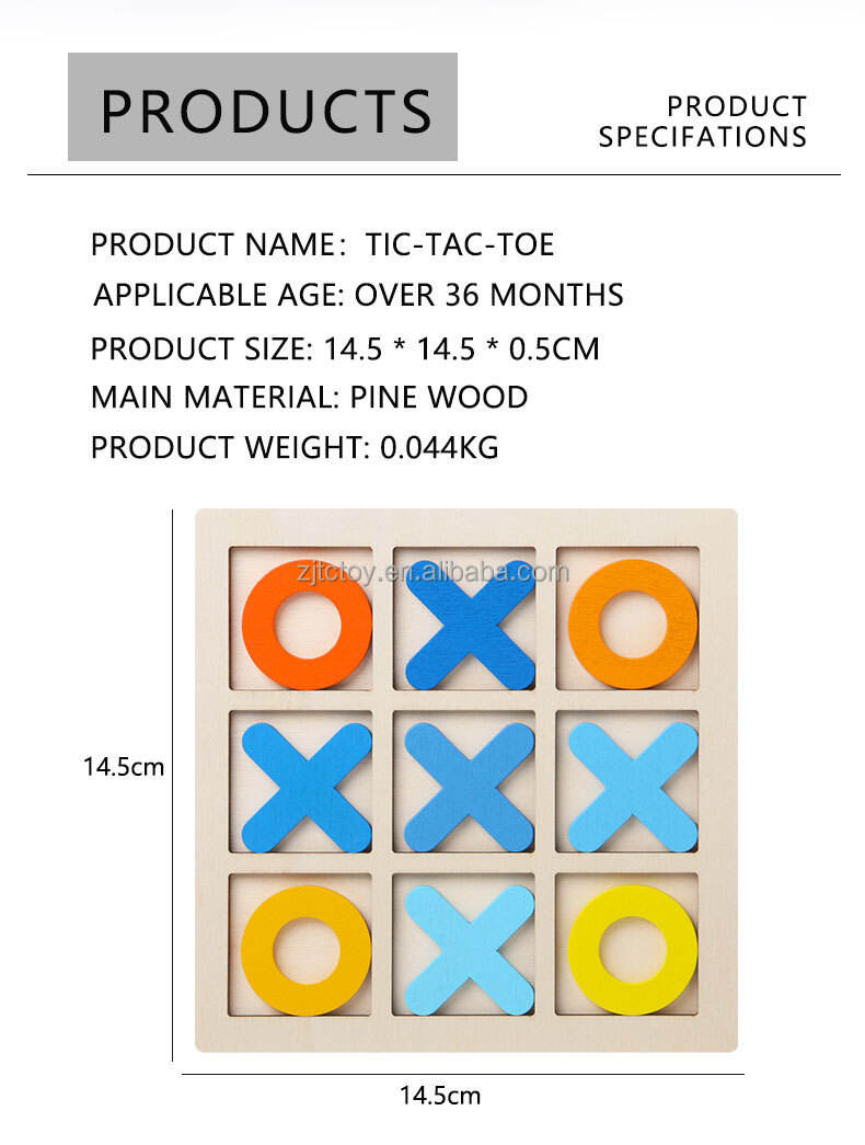 Mainan Klasik Mainan Anak-anak Kayu Tic Tac Toe Papan Permainan Mainan Edukasi Catur XO Kayu dengan Dua Pemain pemasok