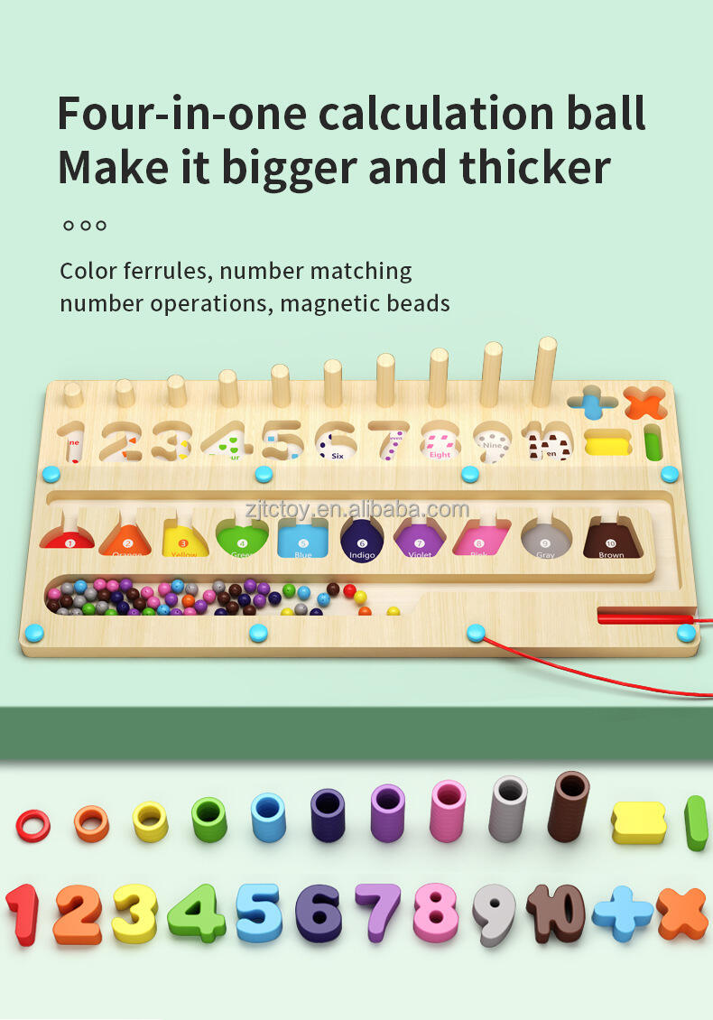 New Design 3-in-1 Magnetic Color and Number Maze Logarithmic Board for Counting and Math Learning Sensory Puzzle Toy manufacture