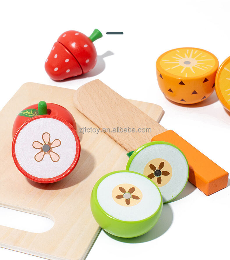 Magnetic Wood Cutting Fruit Vegetables Food Toys Building Blocks Wooden Pretend Play Simulation Kitchen Toys supplier