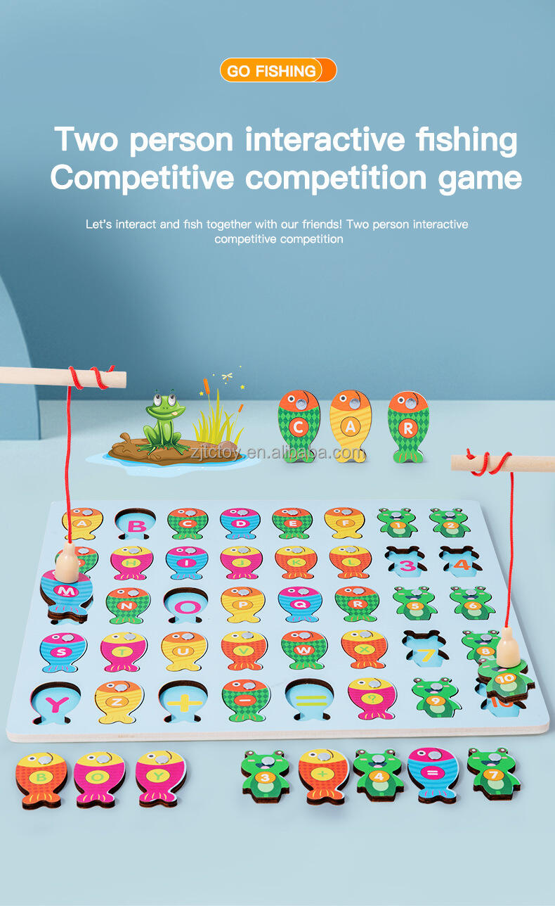 Permainan Memancing Kayu Montessori Mainan Kognisi Pendidikan Dini Huruf dan Angka Magnetik untuk Pabrik Anak TK