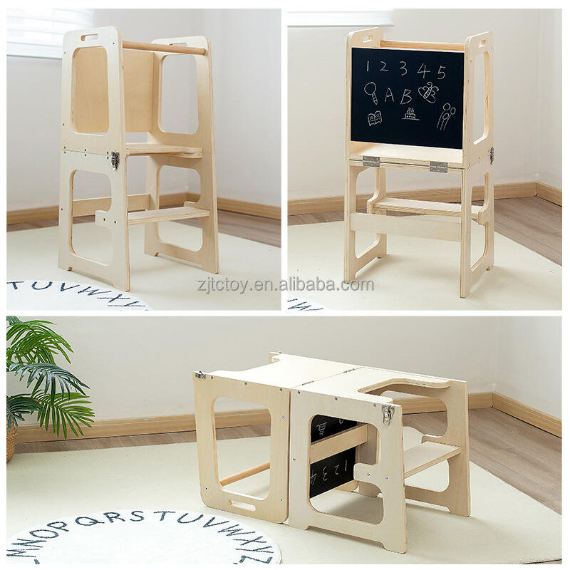 Kleinkind-Lernturm, Küchenhocker-Helfer, faltbarer Baby-Holz-Montessori-Lernturm für Kinderherstellung