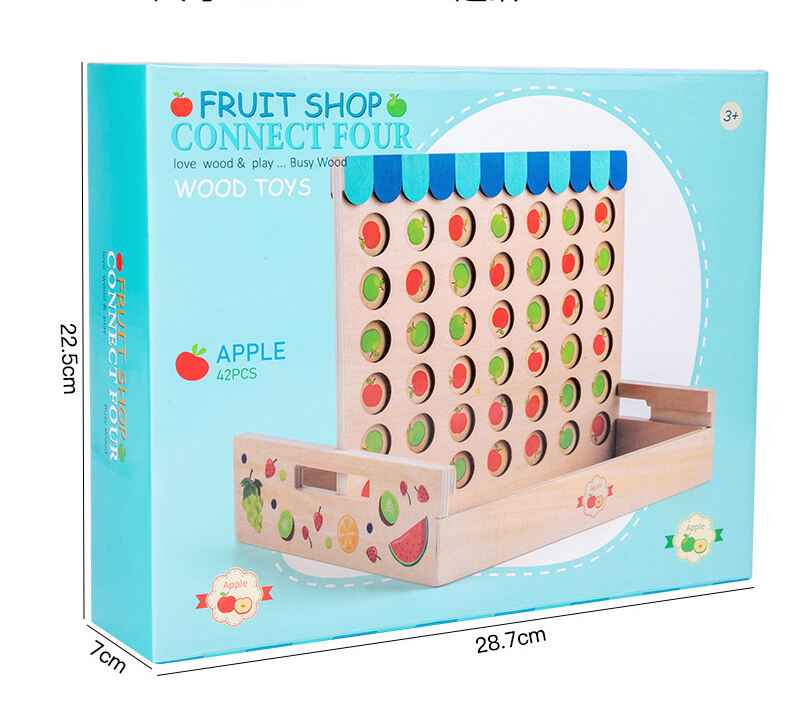 Children Connect 4 In A Line Board Game Educational Toys Kids Wooden Foldable Line Up Row Board Puzzle Toy Classic Game details