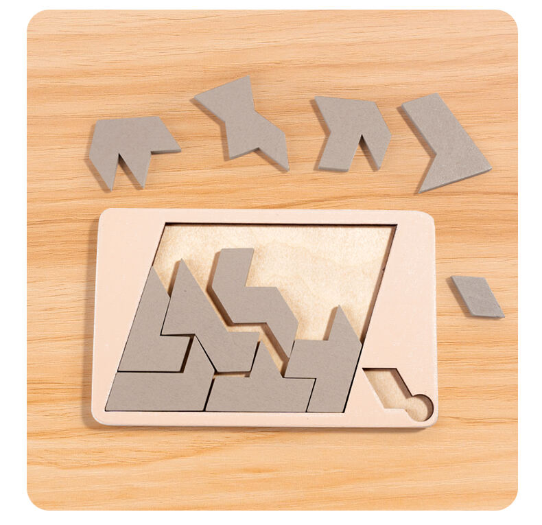 Puzzle Asah Otak Geometris Kayu Hadiah Ulang Tahun Mainan Montessori Papan Puzzle Jigsaw Kayu untuk Pabrik Pendidikan Prasekolah