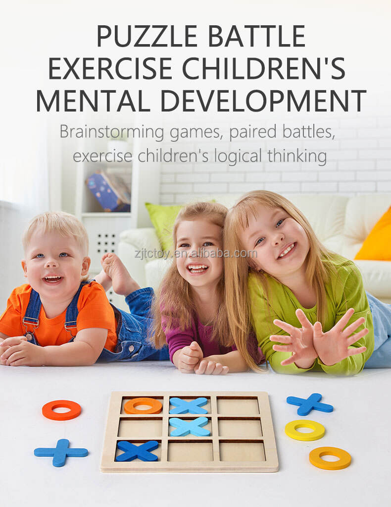 Klasyczna zabawka dla dzieci Zabawki drewniane Kółko i krzyżyk Gra planszowa Zabawki edukacyjne Drewniane szachy XO z dostawcą dla dwóch graczy