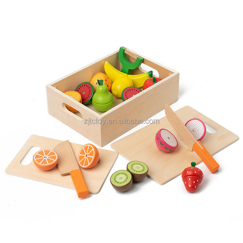 Magnetic Wood Cutting Fruit Vegetables Food Toys Building Blocks Wooden Pretend Play Simulation Kitchen Toys supplier