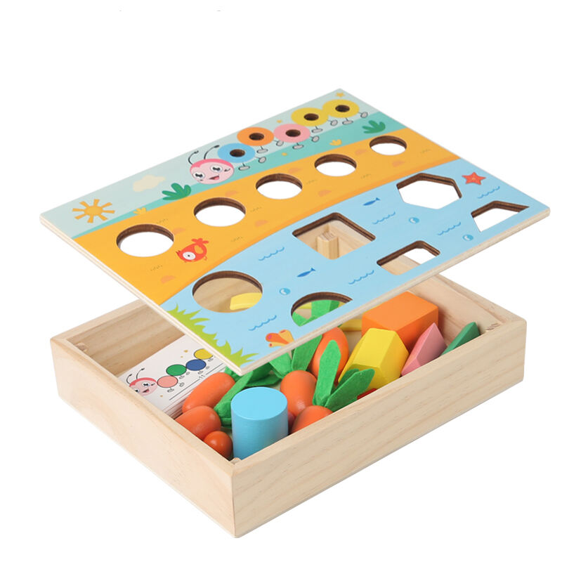 2024 New Products Wood Radish Pairing Clip Beads Toy Color Cognition Card Montessori Educational Toy For Kids Boys Girls factory