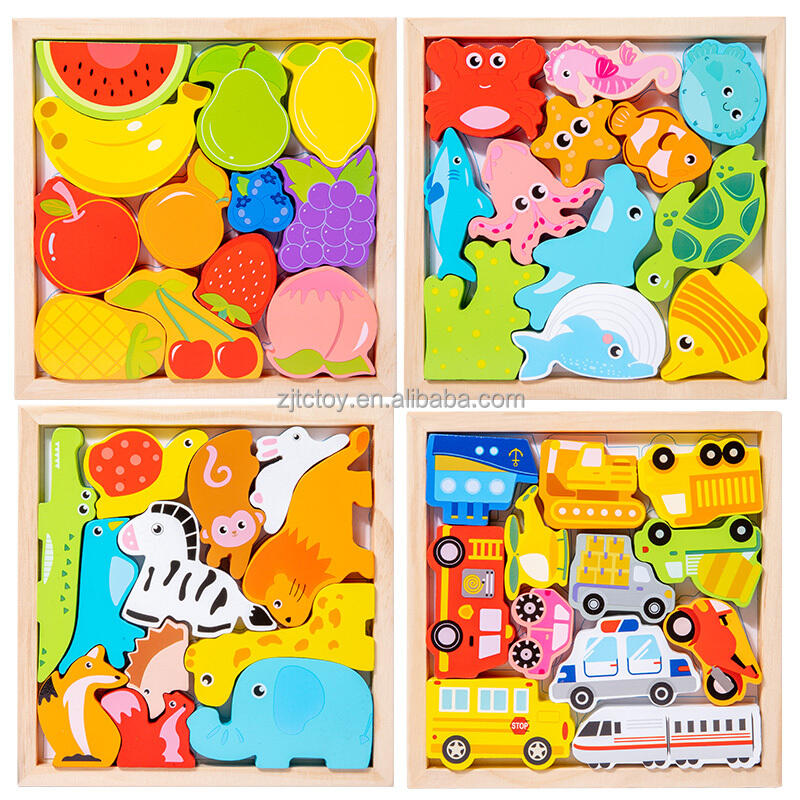 3D Holzpuzzles Cartoon Tiere Kinder Kognitive Jigsaw Puzzle Holzspielzeug für Kinder Baby Puzzle Spielzeug Spiele Lieferant