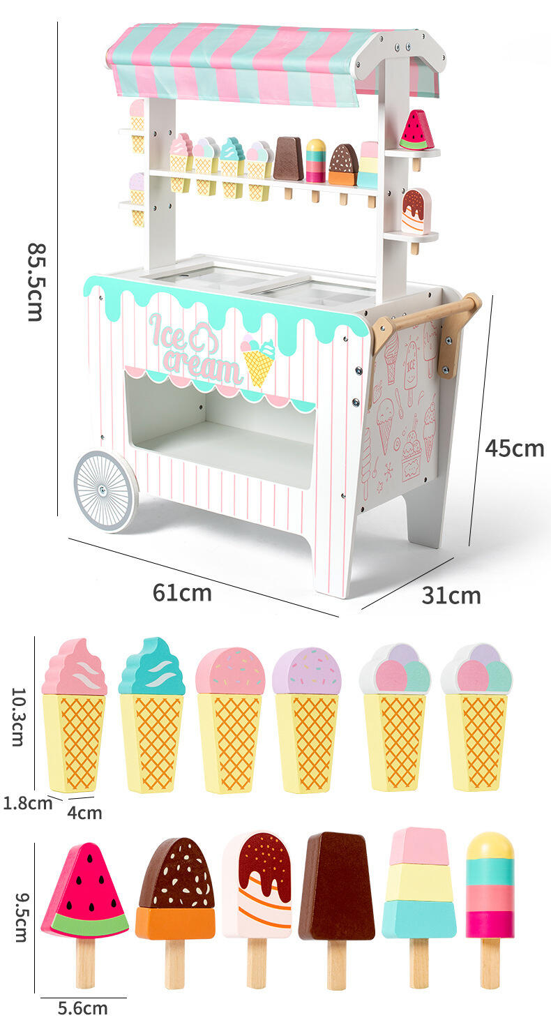 Unisex Wooden Ice Cream Truck Family-Interactive Educational Toy for Children supplier