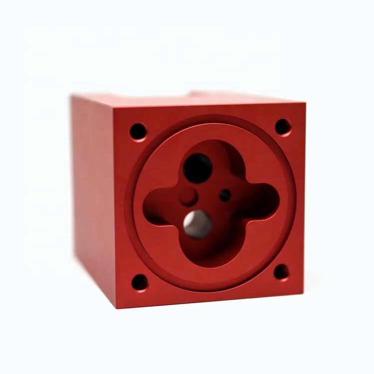 Customized Service Cnc Turning Machining Aluminium Sandblasting Red Anodized Block Parts details