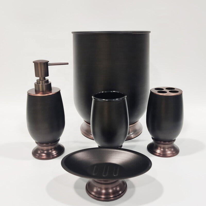 Metal black bathroom accessories set 5 pieces