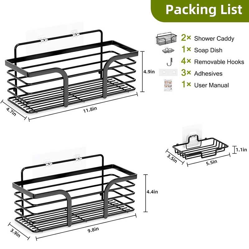 Rectangular flat wire 3-piece set Shower Caddy