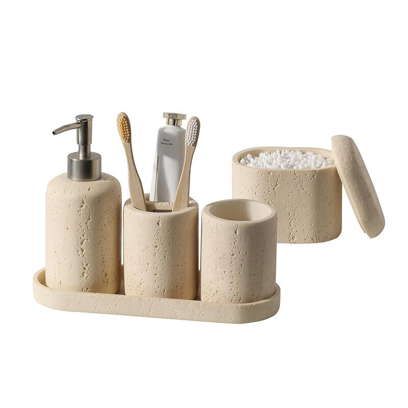 Imitation sand and gravel bathroom accessories set 5 pieces