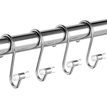 Premium Rust-Resistant Acrylic Hangers T Shaped Design Shower Curtain Rings Hooks, Resistant Metal Heavy Duty Roller , Chrome(12Pcs)