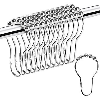 Shower Curtain Rings Hooks, Resistant Metal Heavy Duty Roller , Polished Chrome(12Pcs)