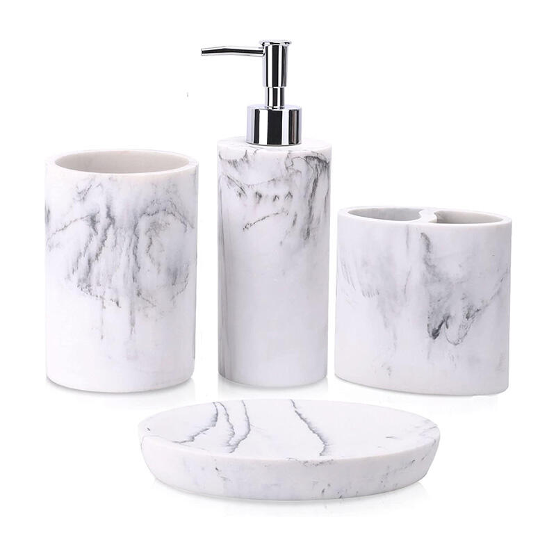 Imitation marble bathroom accessories set 4 pieces