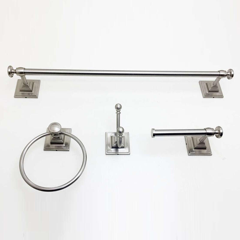 Round tube Square base bathroom hardware accessories set 4 pieces