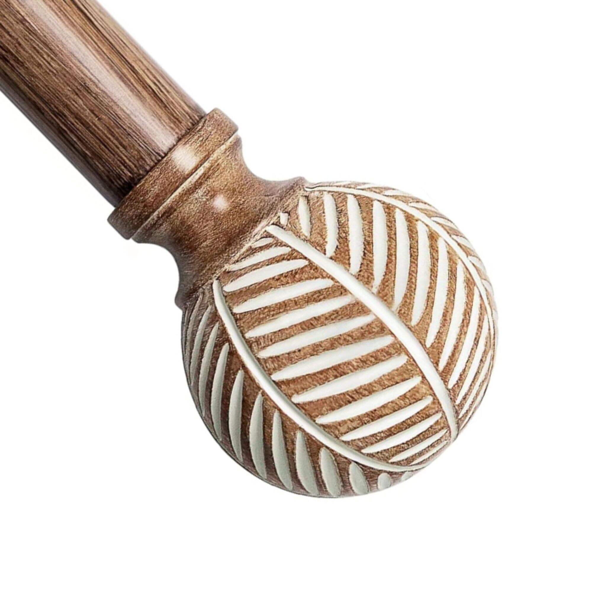 Wood grain resin tennis ball Curtain Rod, Adjustable Length, 1in,48-86