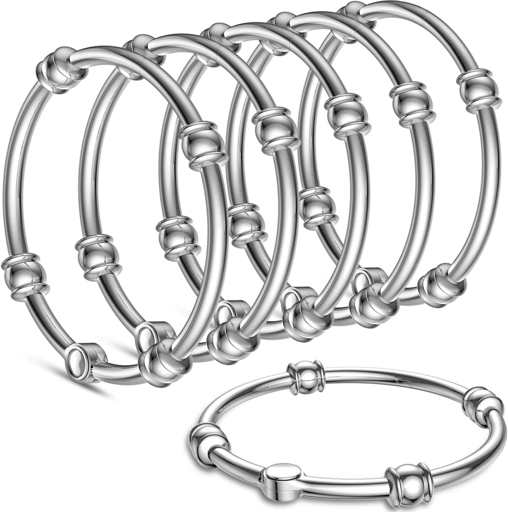 Shower Curtain Rings Rust Proof Metal Double Glide Shower Hooks Rings, Resistant Metal Heavy Duty Roller , Nickel(12Pcs)