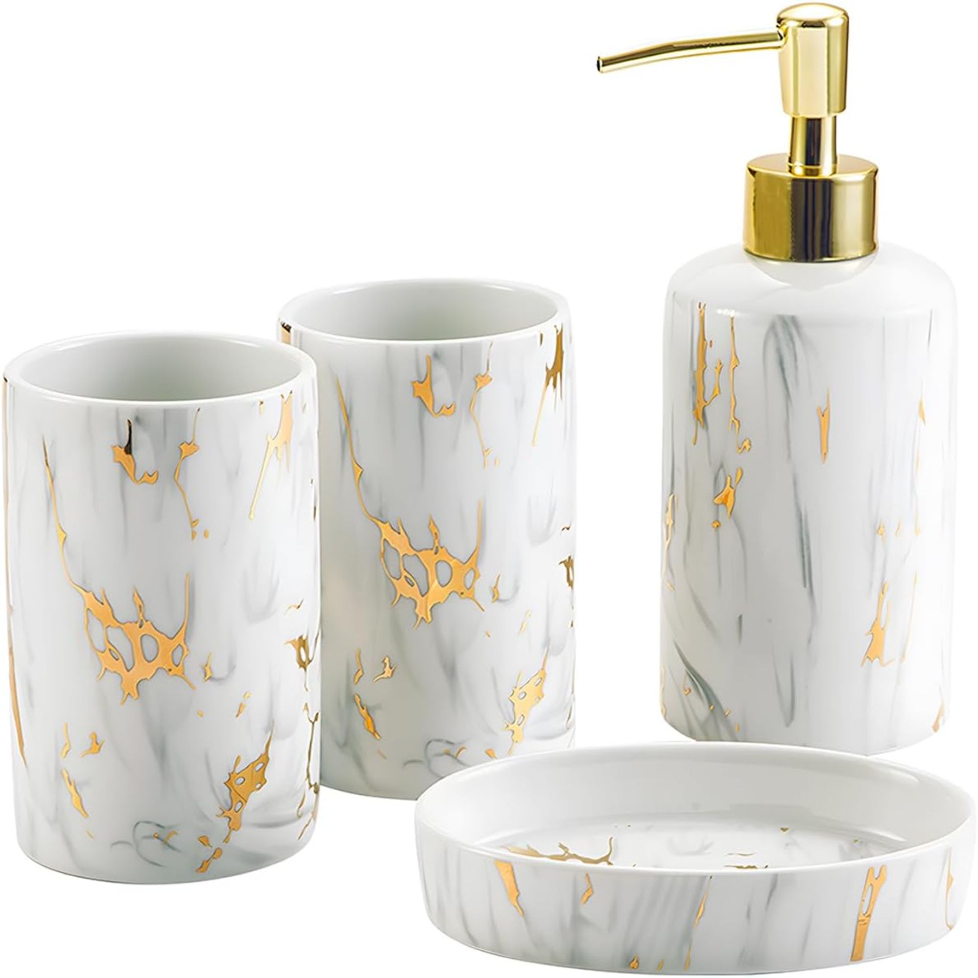 Imitation marble bathroom accessories set 4 pieces