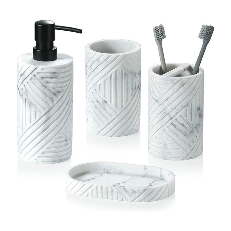 Imitation marble bathroom accessories set 4 pieces