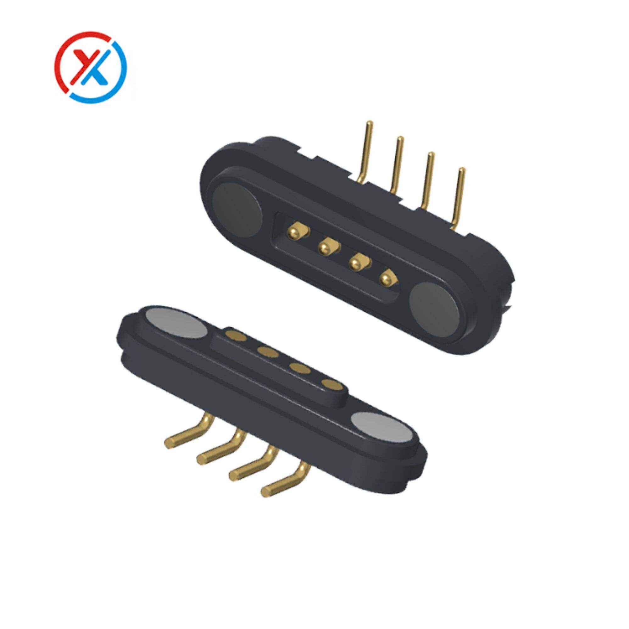 4-pin high precision pogo PIN Bent magnetic connector holder Professional manufacturer of high current magnet to magnet charging connector