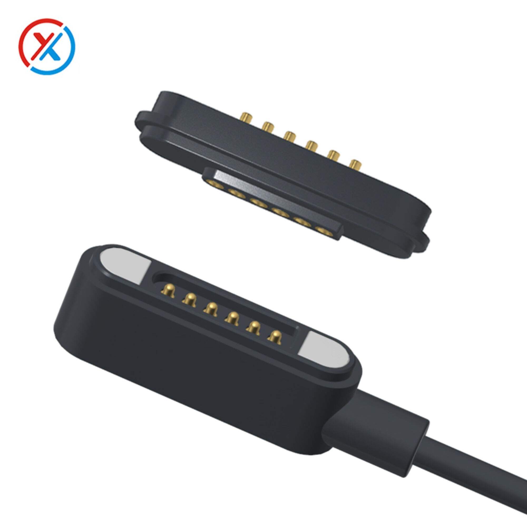Custom cost-effective rectangular 6-PIN magnetic connector pogopin male and female head magnetic cable