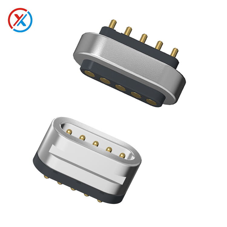 5Pin Runway Shape Magnetic connectors,Hot selling high quality Gold plated spring pin magnetic charging connector