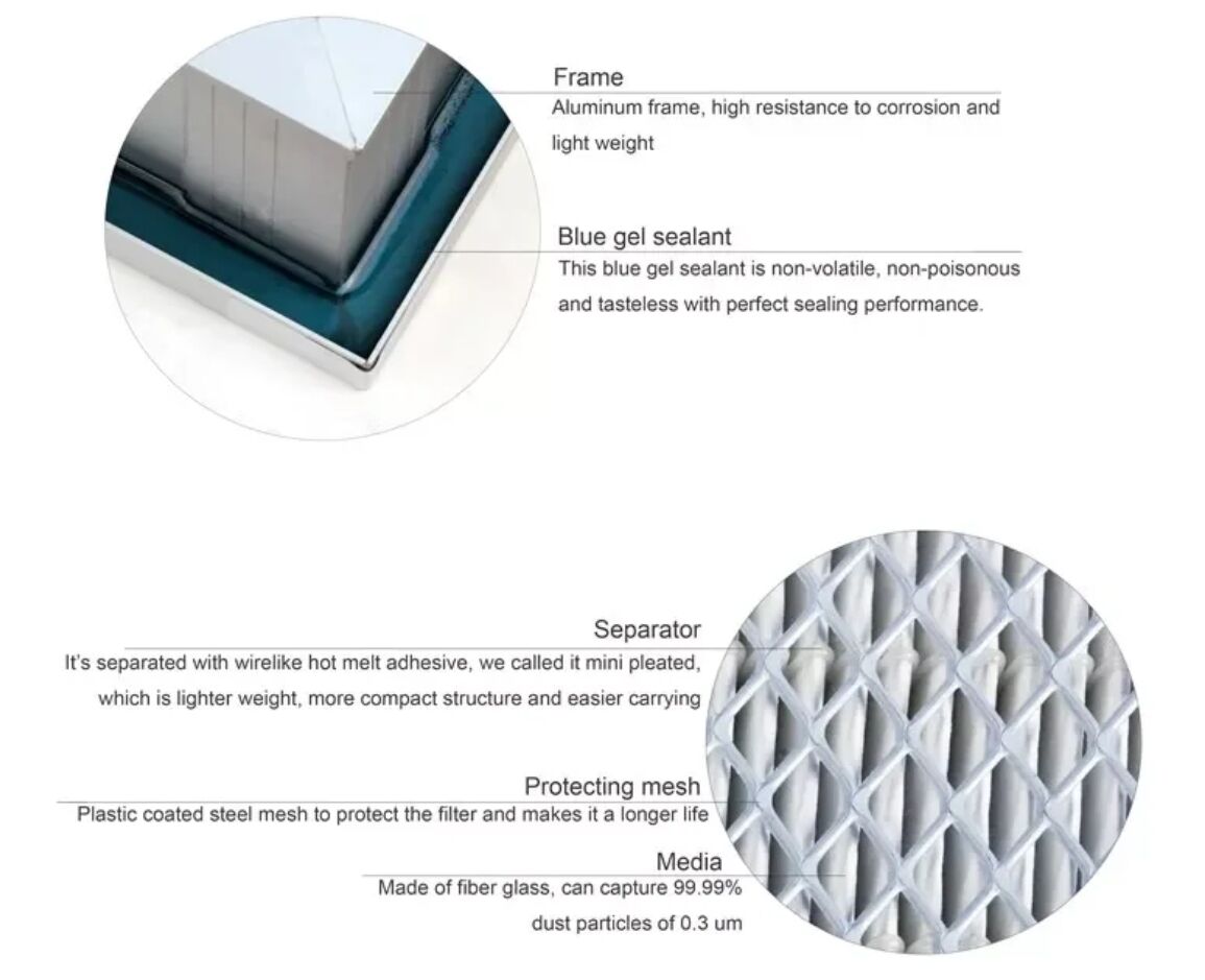 Gel seal Air Pleat HEPA Filter for Air Conditioning Filter Cleanroom  supplier
