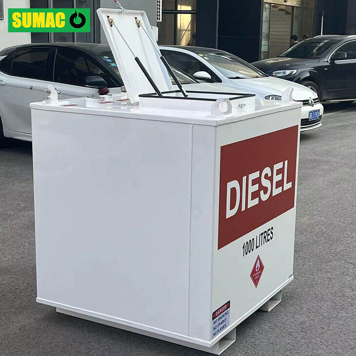 Double walled diesel gasoline cube tank with pump portable mini mobile fuel station details