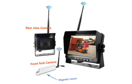 フロントカメラとリアカメラを備えたフォークリフトワイヤレスカメラシステム