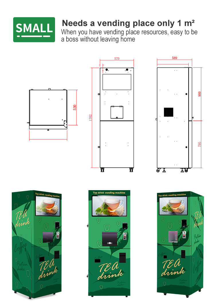 Smart Fully Automatic Self Cup Tea Vending Machine Premix Commercial SDK Carbon Steel Case with Tempered Glass factory