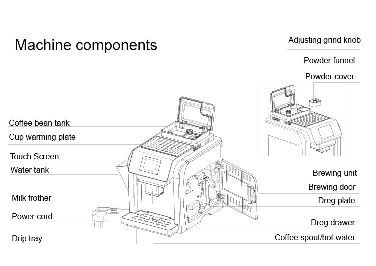 Máquina de café expresso bomba de feijão para xícara de café expresso estilo italiano detalhes de escritório doméstico
