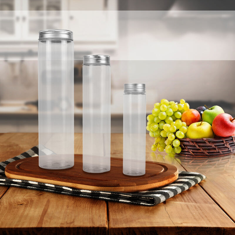 Wide Mouth Cylinder Clear Plastic Bottles