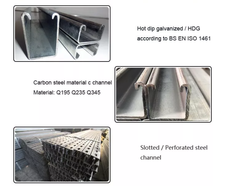 low price wholesale price HDG Steel C Channel Purlin 41x41x2 mm Slotted Channel galvanized metal tracks galvanized channel details