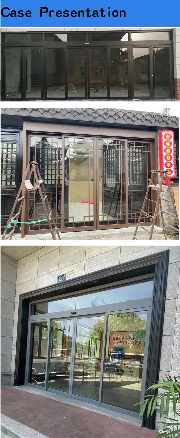 Oredy access control machine automatic open sliding door system with aluminum door frame details