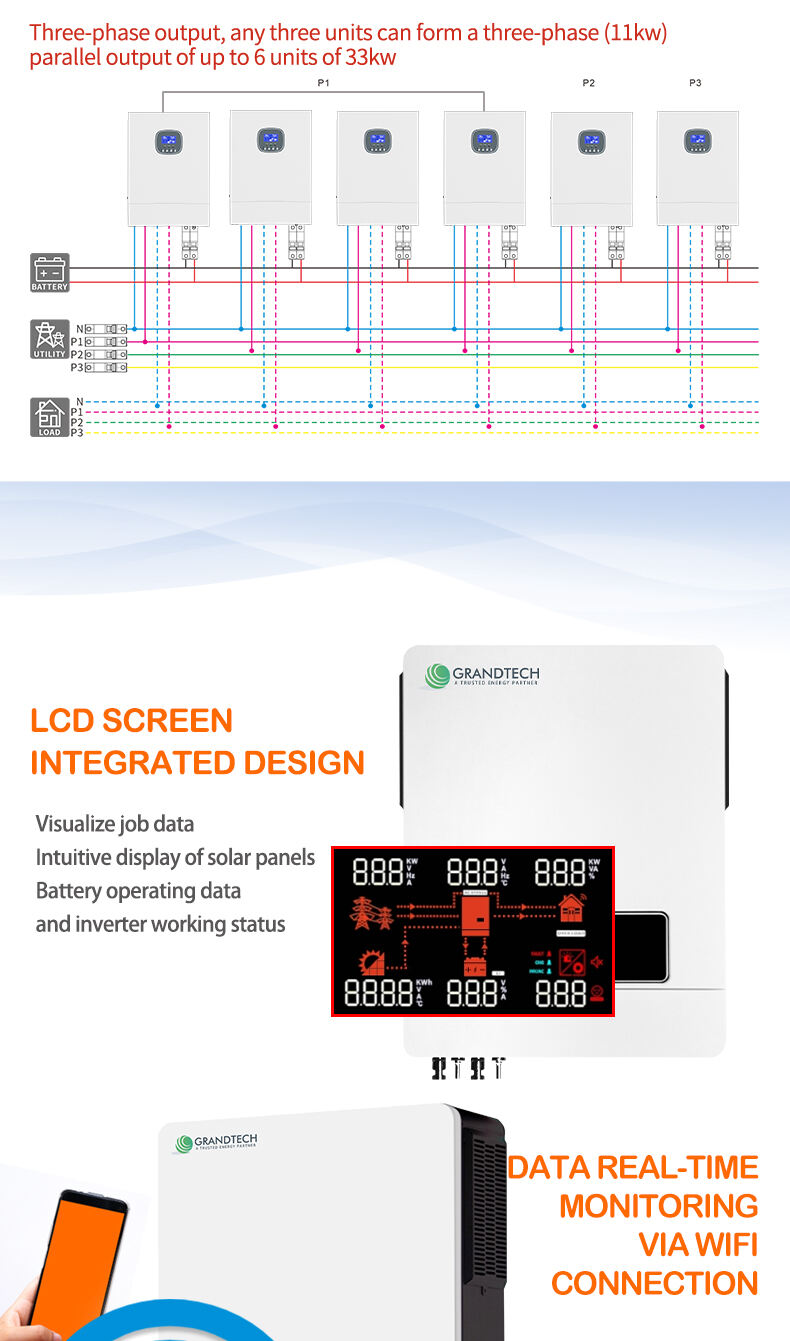 Grandtech 4500W 24V Hybrid Inverter MPPT 230V Pure Sine Wave Solar Inverter 220V Hybrid Solar Inverter For Solar System manufacture